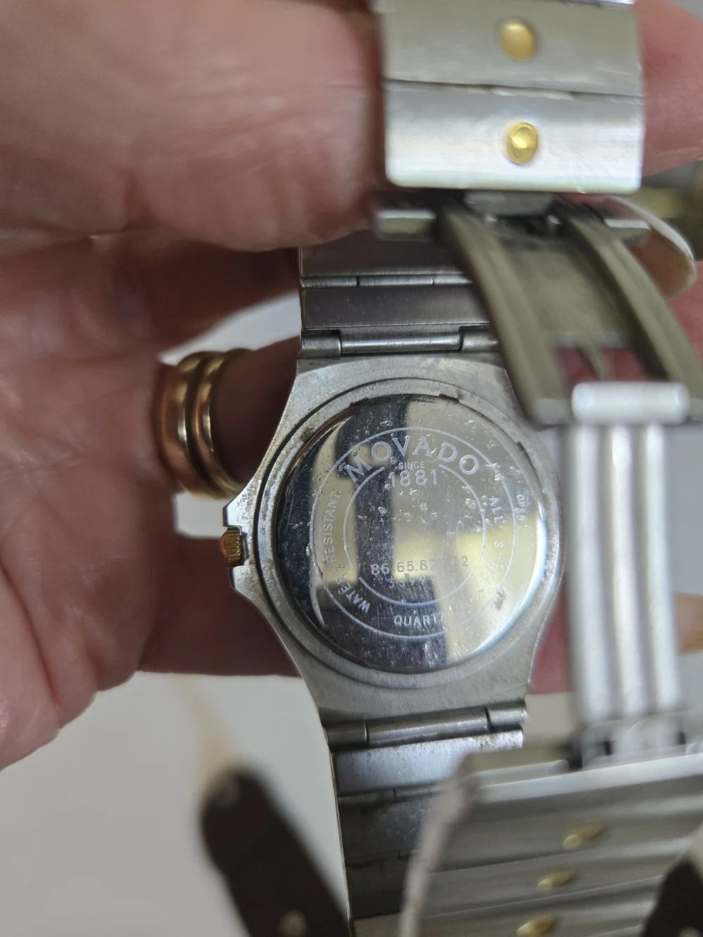Vintage Movado Museum Watch Two Tone Gold Silver Swiss Made Minimalist Mens
